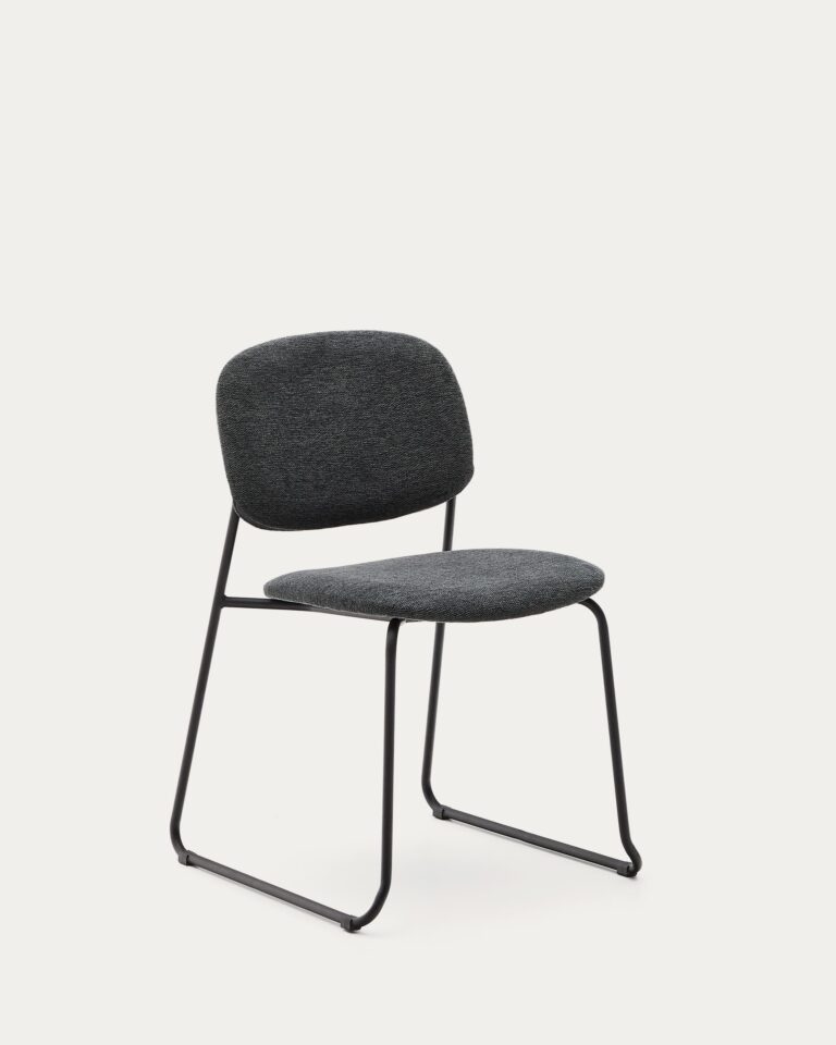 Silla apilable Meli de chenilla gris y patas de metal gris FSC Mix Credit