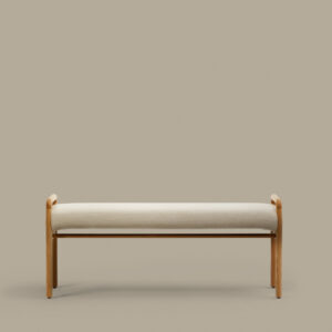 Banco desenfundable Macaret de madera maciza de roble acabado natural 120cm FSC Mix Credit