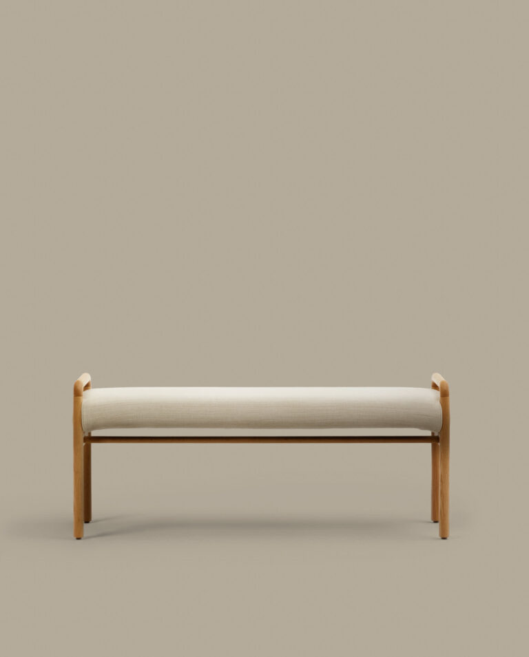 Banco desenfundable Macaret de madera maciza de roble acabado natural 120cm FSC Mix Credit