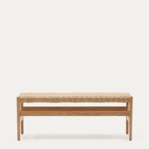 Banco Zaide de madera maciza de roble con acabado natural asiento de cuerda 120cm FSC100%