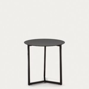 Mesa auxiliar Raeam vidrio templado y acero acabado negro Ø 50 cm