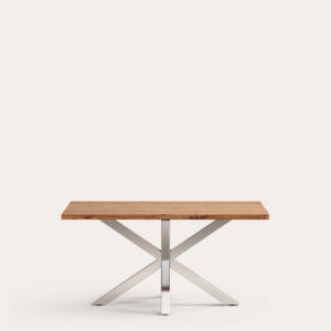 Mesa Argo de chapa de roble con acabado natural y patas de acero inoxidable 160 x 90 cm