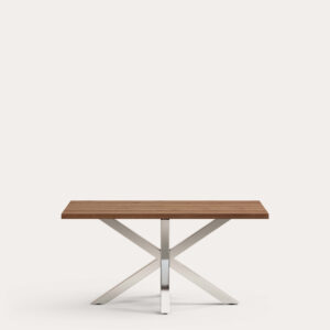 Mesa Argo de chapa de roble envejecido y patas de acero inoxidable 160 x 90 cm