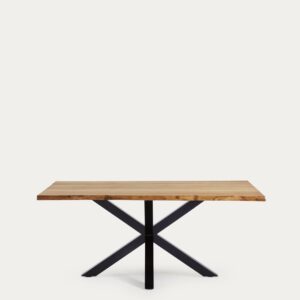 Mesa Argo de chapa de roble acabado natural y patas acero acabado negro 160 x 90 cm