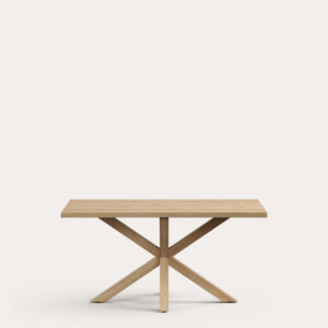 Mesa Argo de chapa de roble blanqueado y patas de acero efecto madera 160 x 90 cm