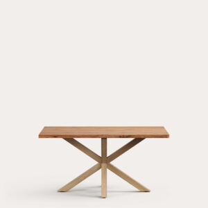 Mesa Argo de chapa de roble con acabado natural y patas de acero efecto madera 160 x 90 cm