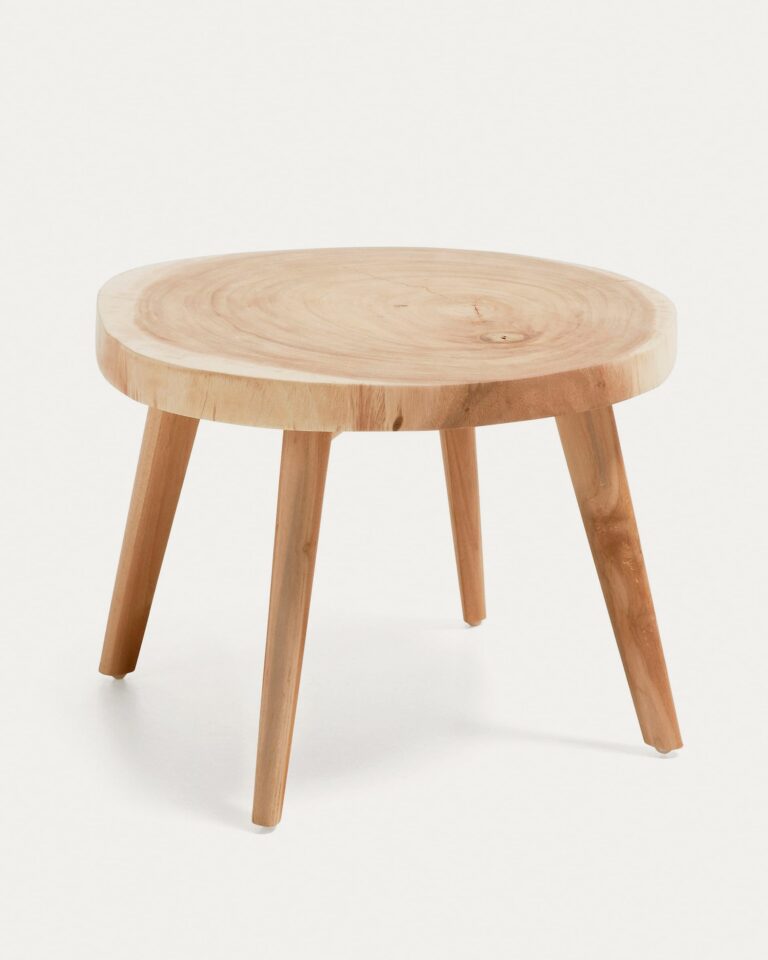 Mesa auxiliar Wellcres de madera maciza de mungur Ø 65 cm