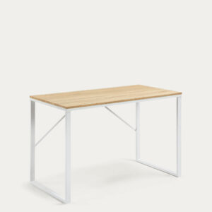 Escritorio Talbot melamina acabado natural patas de acero acabado blanco 120 x 60 cm