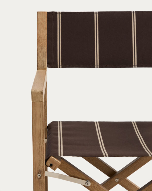 Silla plegable de exterior Vilara rayas marrón y beige de madera maciza de acacia FSC 100%