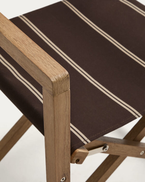 Silla plegable de exterior Vilara rayas marrón y beige de madera maciza de acacia FSC 100%