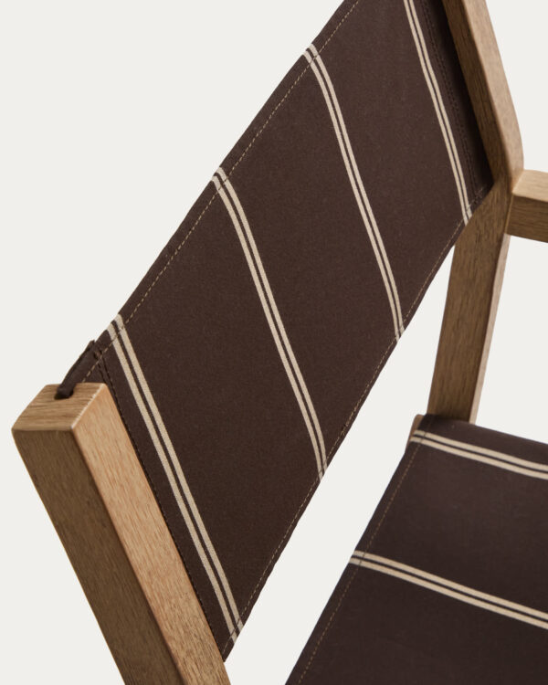 Silla plegable de exterior Vilara rayas marrón y beige de madera maciza de acacia FSC 100%
