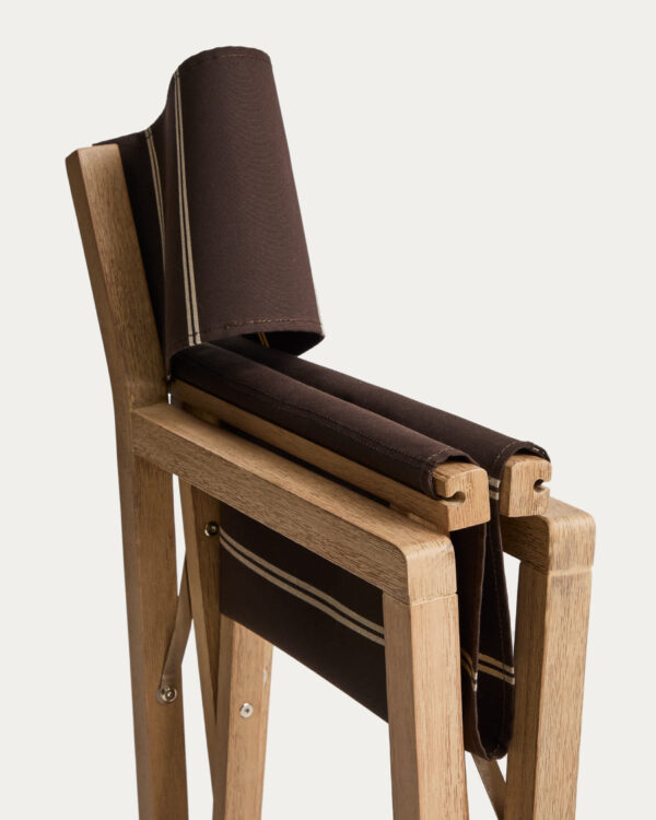 Silla plegable de exterior Vilara rayas marrón y beige de madera maciza de acacia FSC 100%