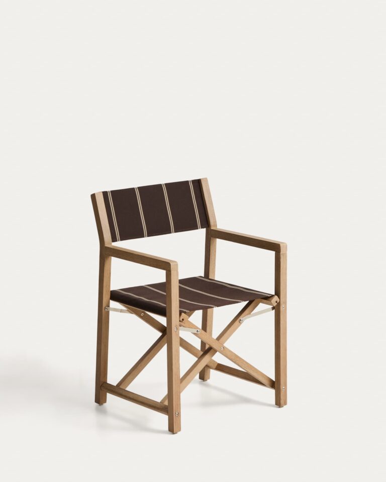 Silla plegable de exterior Vilara rayas marrón y beige de madera maciza de acacia FSC 100%