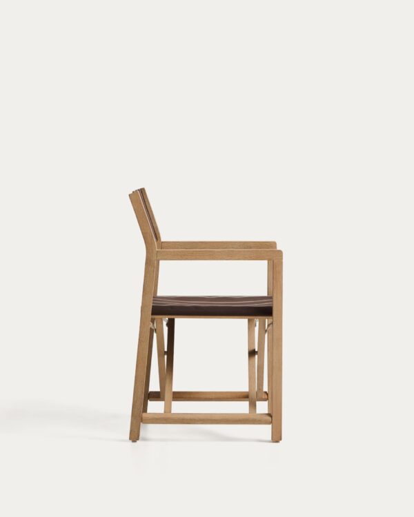 Silla plegable de exterior Vilara rayas marrón y beige de madera maciza de acacia FSC 100%