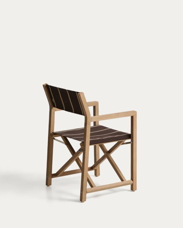 Silla plegable de exterior Vilara rayas marrón y beige de madera maciza de acacia FSC 100%