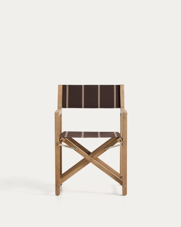 Silla plegable de exterior Vilara rayas marrón y beige de madera maciza de acacia FSC 100%