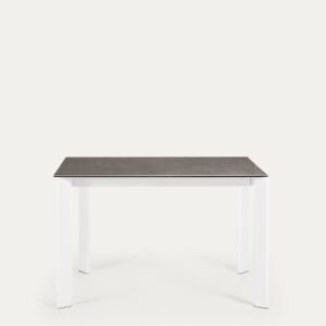 Mesa extensible Axis porcelánico acabado Vulcano Ceniza patas acero blanco 120 (180) cm