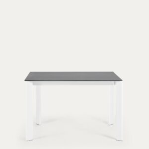 Mesa extensible Axis porcelánico acabado Vulcano Roca y patas acero blanco 120 (180) cm