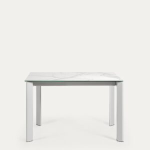 Mesa extensible Axis porcelánico acabado Kalos Blanco patas blancas 120 (180) cm