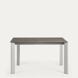 Mesa extensible Axis porcelánico acabado Vulcano Ceniza patas de acero gris 140 (200) cm