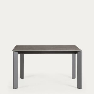 Mesa extensible Axis porcelánico acabado Vulcano Ceniza patas acero antracita 140(200) cm
