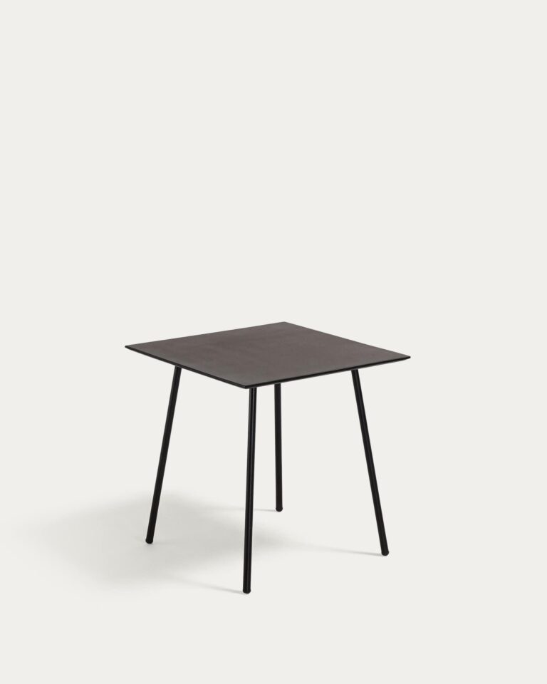 Mesa Mathis fibra de cemento con patas de acero acabado negro 75 x 75 cm