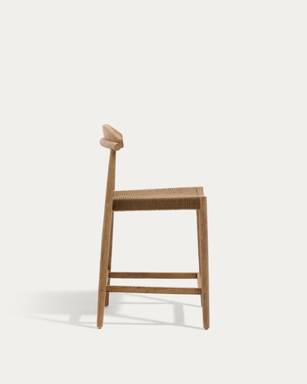 Taburete Nina de madera maciza de acacia y cuerda beige altura 62 cm FSC 100%