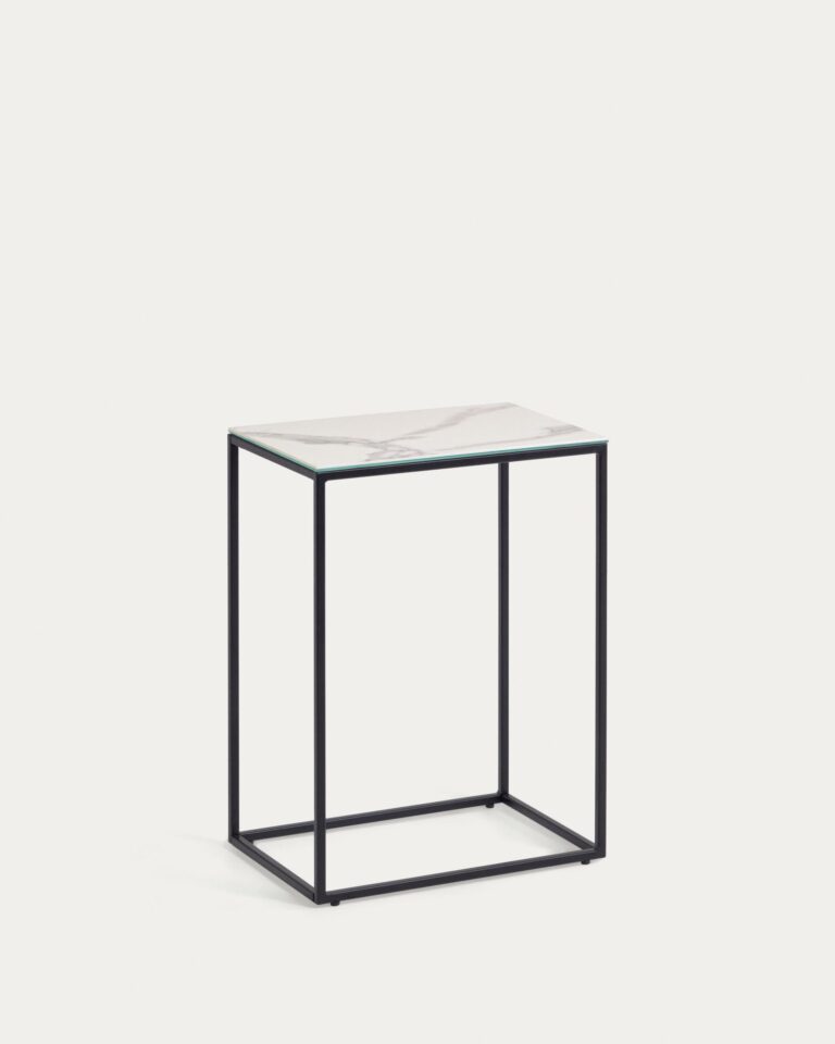 Mesa auxiliar Rewena sobre porcelánico acabado Kalos Blanco 45 x 30 cm