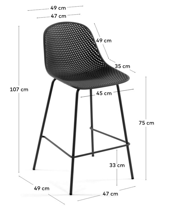 Taburete exterior Quinby gris altura 75 cm