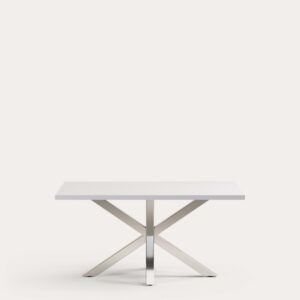 Mesa Argo 160 x 100 cm melamina acabado blanco patas de acero inoxidable