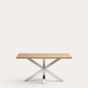 Mesa Argo 160 x 100 cm melamina acabado natural patas de acero inoxidable