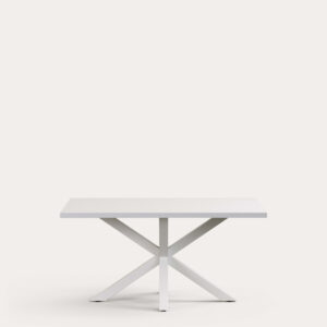 Mesa Argo de melamina con acabado blanco y patas de acero con acabado blanco 160 x 100 cm