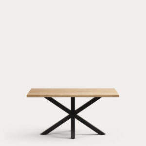 Mesa Argo de melamina con acabado natural y patas de acero con acabado negro 160 x 100 cm