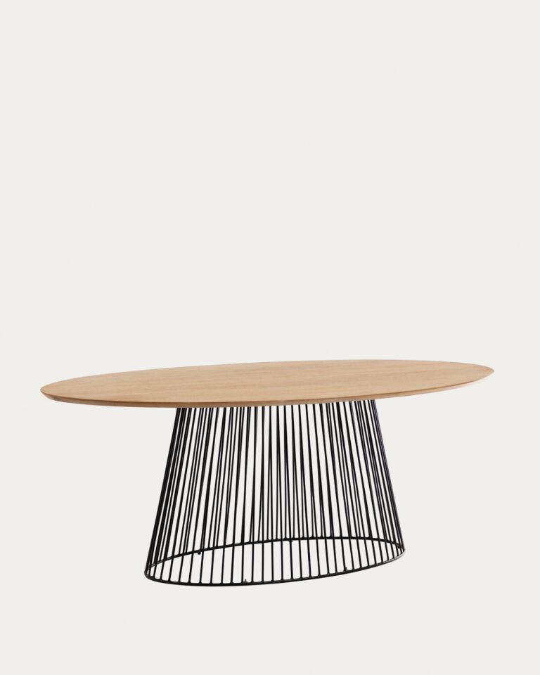 Mesa Leska madera maciza de mango y pie de acero acabado negro 200 x 110 cm