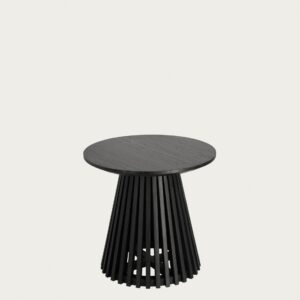 Mesa auxiliar Jeanette de madera maciza de mindi negro Ø 50 cm