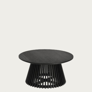 Mesa de centro Jeanette de madera maciza de mindi negro Ø 80 cm