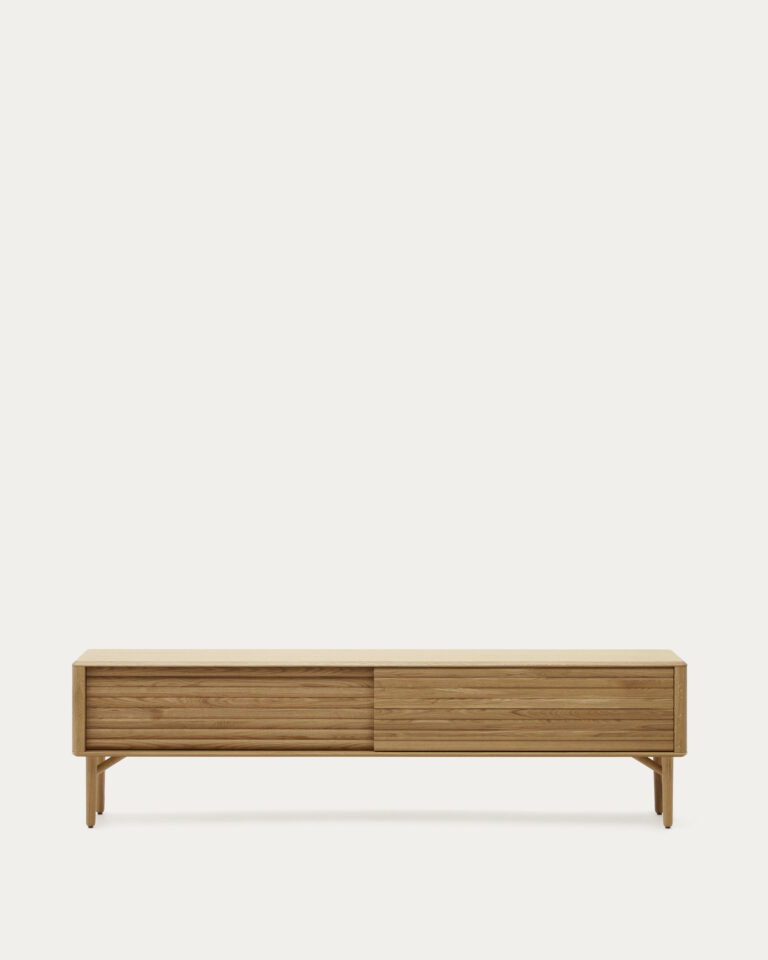 Mueble TV Lenon 2 puertas de madera maciza y chapa de roble 200 x 57 cm FSC MIX Credit