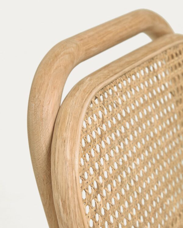 Taburete Doriane madera maciza roble acabado natural y asiento de tela 65cm FSC Mix Credit