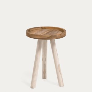 Mesa auxiliar redonda Glenda madera maciza teca Ø 35 cm