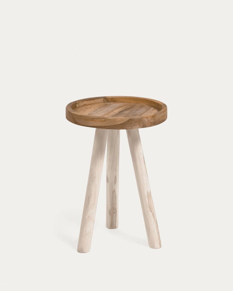 Mesa auxiliar redonda Glenda madera maciza teca Ø 35 cm