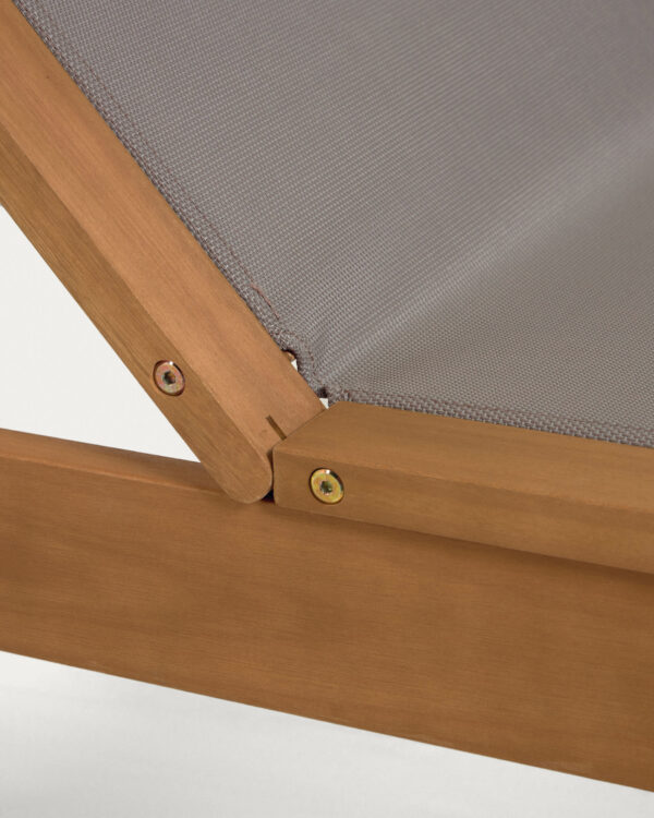 Tumbona de exterior Caterin gris y madera maciza eucalipto FSC 100%