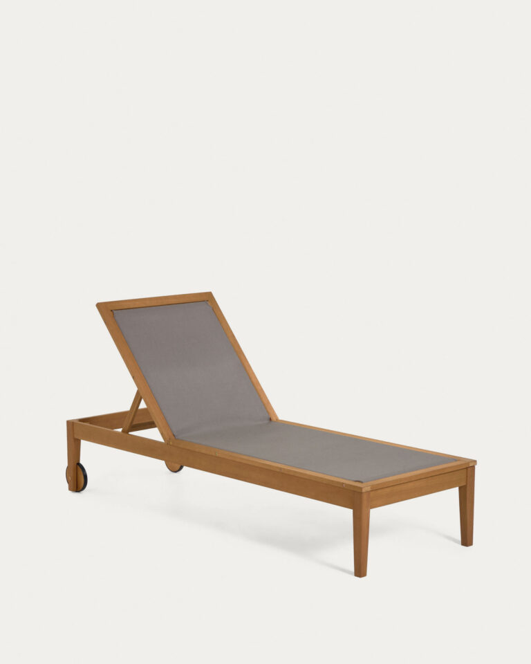 Tumbona de exterior Caterin gris y madera maciza eucalipto FSC 100%