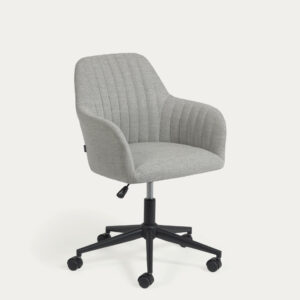 Silla de escritorio Madina gris claro y patas de acero negro mate