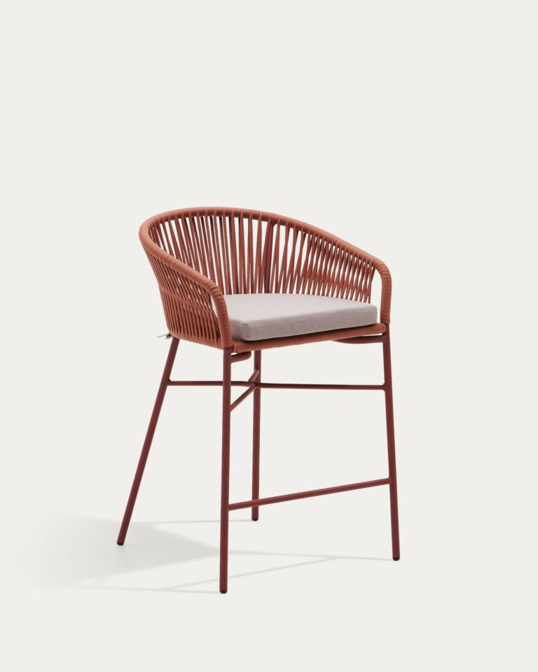 Taburete Yanet de cuerda terracota y acero galvanizado altura 65 cm