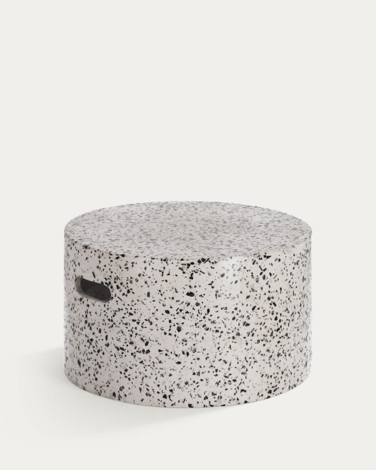 Mesa de centro redonda exterior Jenell terrazo blanco Ø 52 cm