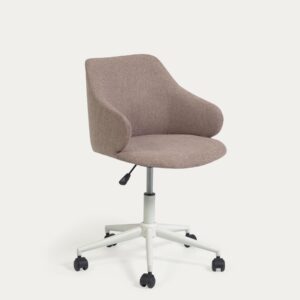 Silla de escritorio Einara rosa y patas de acero blanco mate