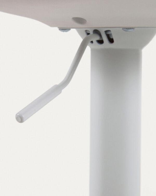 Taburete Orlando - T de poliuretano blanco y acero blanco mate 60-82 cm