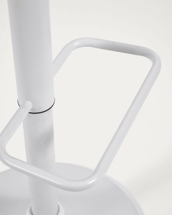 Taburete Orlando - T de poliuretano blanco y acero blanco mate 60-82 cm