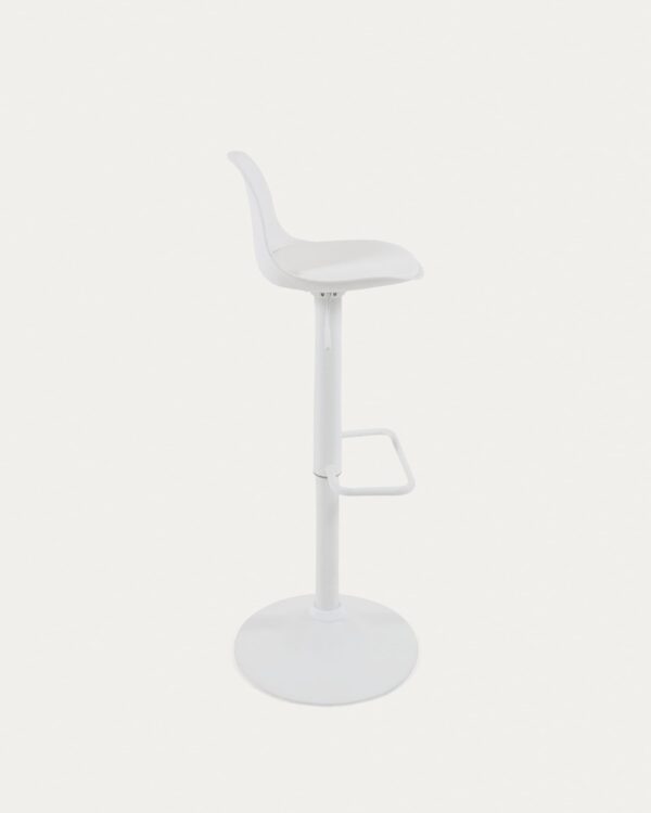 Taburete Orlando - T de poliuretano blanco y acero blanco mate 60-82 cm