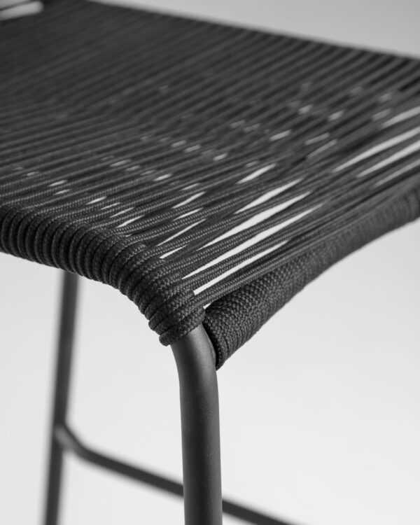 Taburete apilable Lambton de cuerda negro y acero con acabado negro altura 74 cm